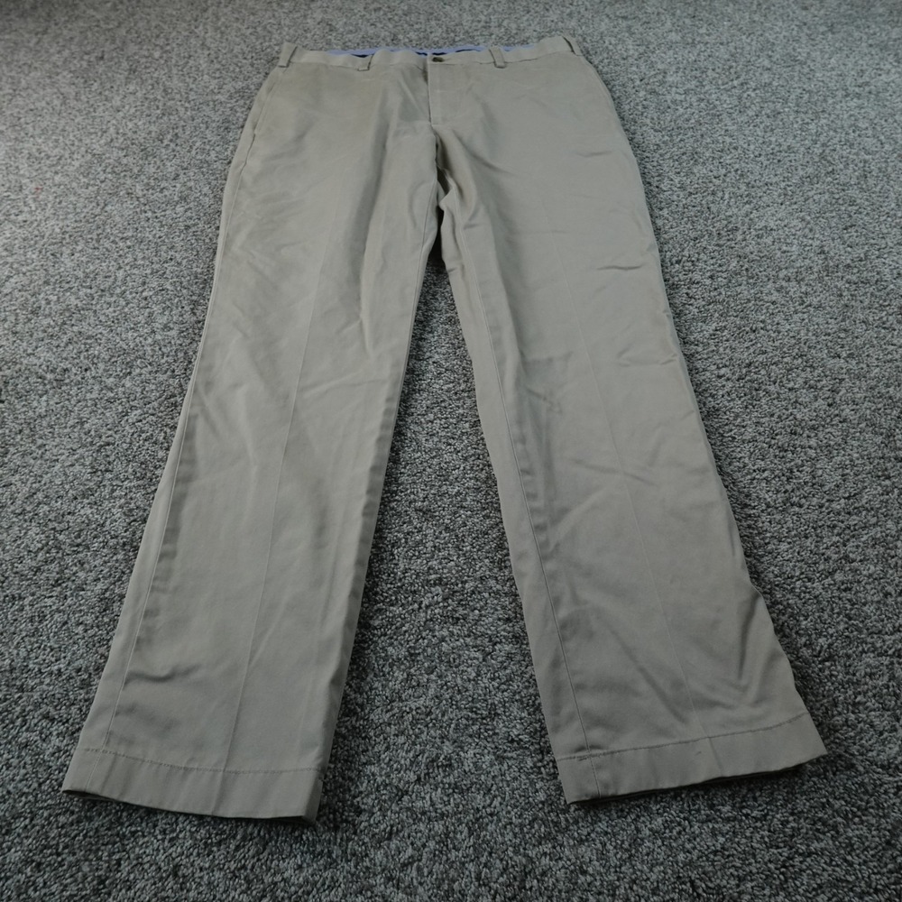 Brooks Brothers Pants Mens 36X32 Beige Advantage Chino Clark Trouser Flat Front